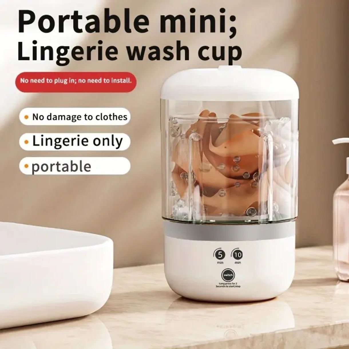1L Rechargeable Portable Mini Washing Machine | Lingerie & Baby Clothes Washer | USB Powered