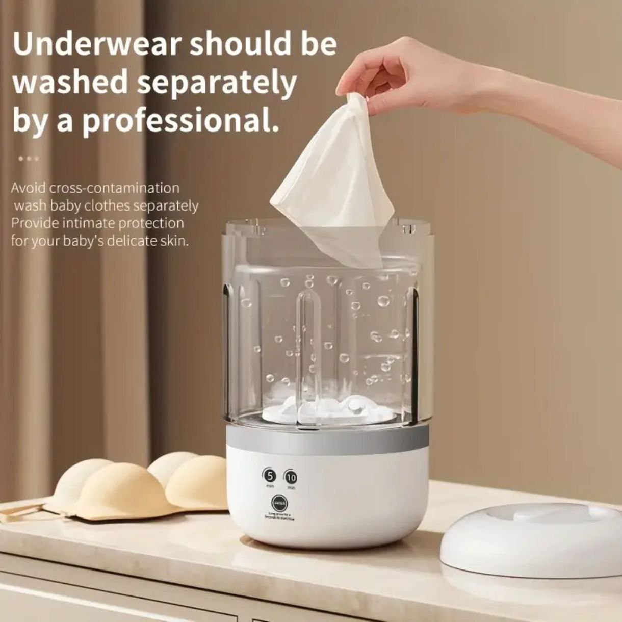 1L Rechargeable Portable Mini Washing Machine | Lingerie & Baby Clothes Washer | USB Powered