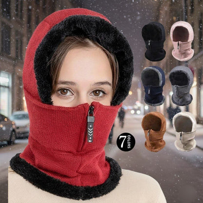 2-in-1 Heavy Winter Muffler Cap with Hood | Fleece Lined Face & Neck Cover | Unisex | 7 Colors