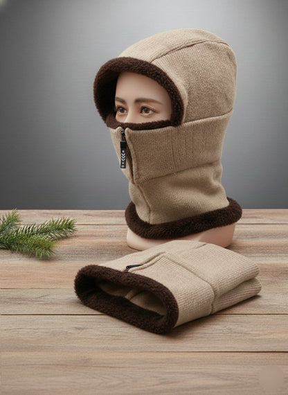 2-in-1 Heavy Winter Muffler Cap with Hood | Fleece Lined Face & Neck Cover | Unisex | 7 Colors
