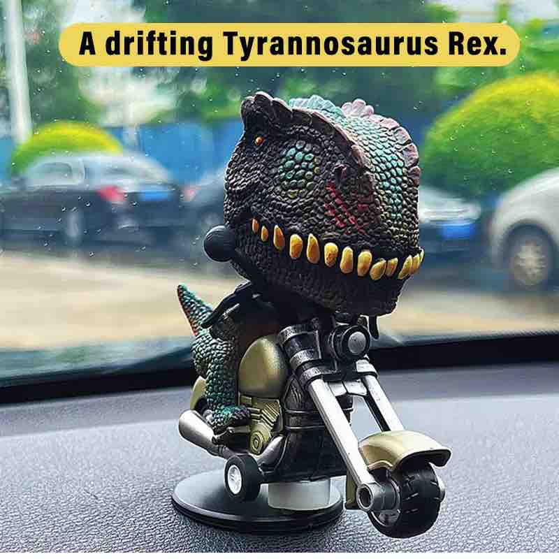 PixyMart Dino Motorbike Drifter | Dinosaur Dashboard Toy with Auto-Reset & Smooth Drifting Action
