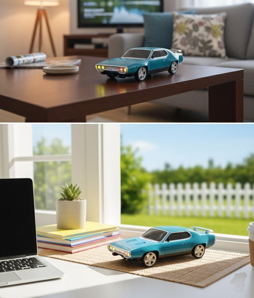 Mustang Car Design Premium Bluetooth Speaker | High Bass 8W Sound | LED Lights | Portable Music Speaker