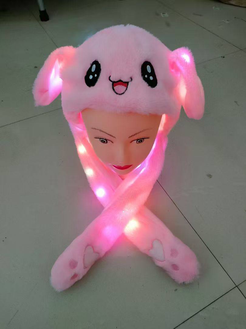 PixyMart Bunny Kids LED Hair Cap | Cute Plush Rabbit Jumping Ear Hat with Glowing Lights for Kids & Adults