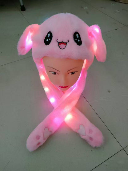 PixyMart Bunny Kids LED Hair Cap | Cute Plush Rabbit Jumping Ear Hat with Glowing Lights for Kids & Adults