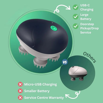 PixyMart Electric Head Massager | Type-C Rechargeable Scalp Massager for Hair Growth, Stress Relief & Deep Relaxation