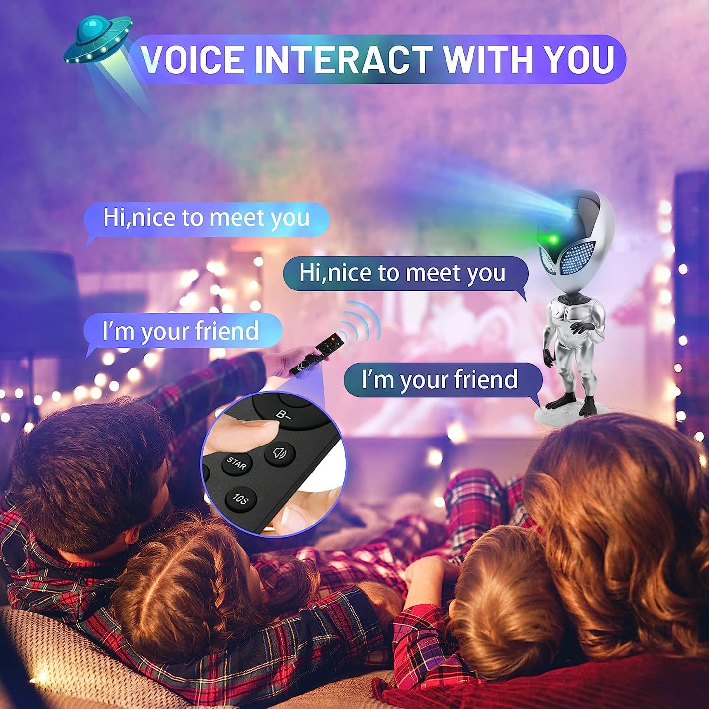 Space Buddy: Laser Galaxy Projector & Sound Machine – Premium Night Light for Gaming & Kids
