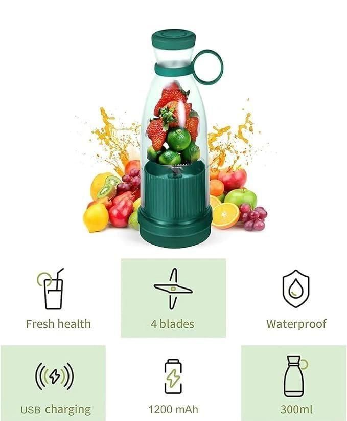 PixyMart Travel Portable Mini Juice Blender – USB Rechargeable, 380ml Personal Blender